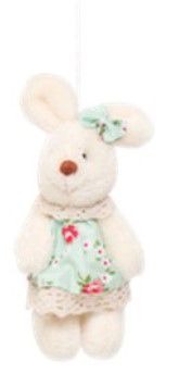 Mini Coelha de Pelúcia Articulado com Vestido Floral Verde 10cm - Coleção Pot Pourri - Ref 1826740FV Cromus