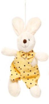 Mini Coelho de Pelúcia Perna Comprida Macacão Amarelo Poá 15cm - Coleção Mint - Ref 1827217MA Páscoa Cromus