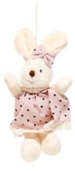 Mini Coelha de Pelúcia Perna Comprida Vestido Rosa Poá 15cm - Coleção Mint - Ref 1827217FR Páscoa Cromus