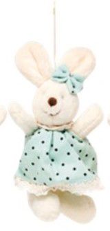 Mini Coelha de Pelúcia Perna Comprida Vestido Verde Poá 15cm - Coleção Mint - Ref 1827217FV Páscoa Cromus