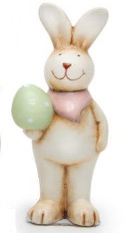 Coelho de Ceramica Segurando Ovo Verde 17cm - Coleção Coconut - Ref 1014664V Páscoa Cromus