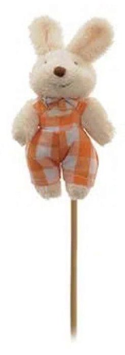 Pick Coelho de Pelúcia no Palito Roupa Xadrez Laranja - Ref 1321199 Páscoa Cromus