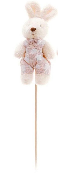 Pick Coelho de Pelúcia no Palito Roupa Xadrez Rosa - Ref 1321120 Páscoa Cromus