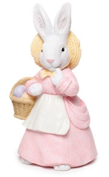 Coelha de Resina com Cesta de Cenouras e Vestido20cm - Coleção Cute Family - Ref 1827427F Páscoa Cromus