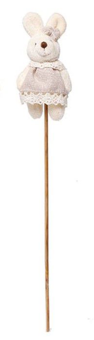 Pick Coelha de Pelúcia no Palito Vestido Poá Nude - Ref 1827279FN Páscoa Cromus