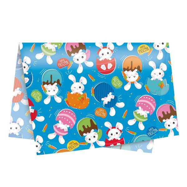 Papel de Seda Decorado Surpresa de Páscoa Azul 44x69cm com 5 Unidades - Ref 12100126 Cromus