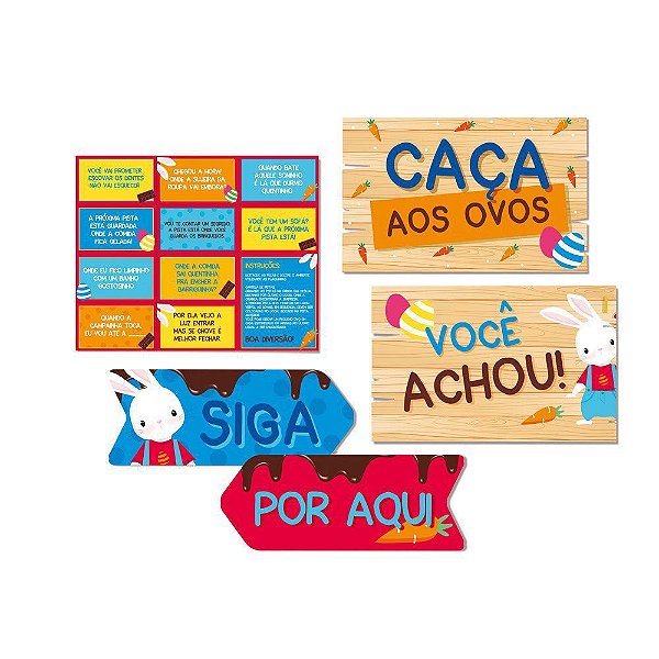Kit Caça aos Ovos Brilho de Páscoa - Brincadeiras de Páscoa - Ref 23012200 Cromus