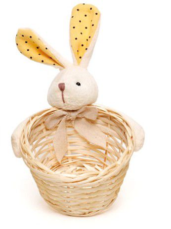 Cesta de Páscoa Coelho Poá Amarelo com 1 Unidade - Ref 11827201 Páscoa Cromus
