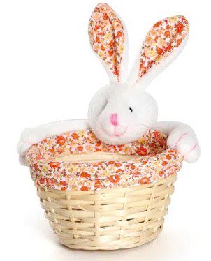 Cesta de Páscoa Coelho Florido Laranja com 1 Unidade - Coleção Flower - Ref 1821099L Páscoa Cromus