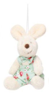 Mini Coelho de Pelúcia com Roupa Floral Verde 11cm - Coleção Pot Pourri - Ref 1826734 Cromus