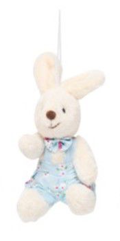 Mini Coelho de Pelúcia com Roupa Floral Azul 11cm - Coleção Pot Pourri - Ref 1826734MA Cromus