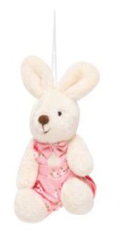 Mini Coelho de Pelúcia com Roupa Floral Rosa 11cm - Coleção Pot Pourri - Ref 1826734MR Cromus
