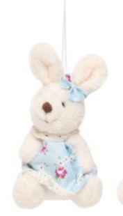 Mini Coelha de Pelúcia com Roupa Floral Azul 11cm - Coleção Pot Pourri - Ref 1826734FA Cromus