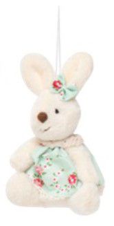 Mini Coelha de Pelúcia com Roupa Floral Verde 11cm - Coleção Pot Pourri - Ref 1826734FV Cromus