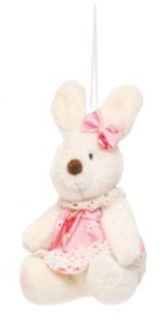 Mini Coelha de Pelúcia com Roupa Floral Rosa 11cm - Coleção Pot Pourri - Ref 1826734FR Cromus