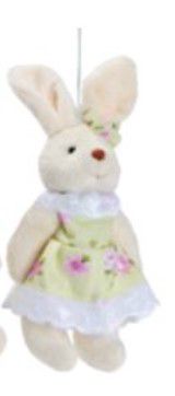 Mini Coelha de Pelúcia Articulado com Roupa Floral Verde 22cm - Coleção Ice Cream - Ref 1620952F Páscoa Cromus