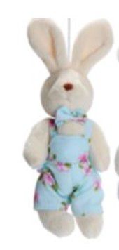 Mini Coelho de Pelúcia Articulado com Roupa Floral Azul 22cm - Coleção Ice Cream - Ref 1620952V Páscoa Cromus