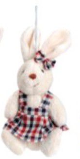 Mini Coelha de Pelúcia Sentado Xadrez Azul e Vermelho 14cm - Coleção Apple Pie - Ref 1620947F2 Páscoa Cromus
