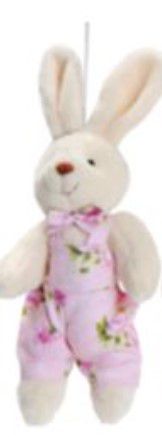 Mini Coelho de Pelúcia Articulado com Roupa Floral Rosa 22cm - Coleção Ice Cream - Ref 1620952MR Páscoa Cromus