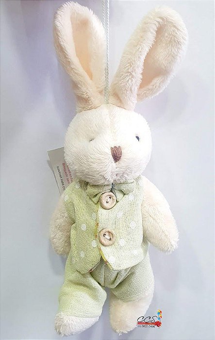 Mini Coelho de Pelúcia Articulado com Roupa Verde Claro 21cm - Candy Colors - Ref 1321074 Páscoa Cromus