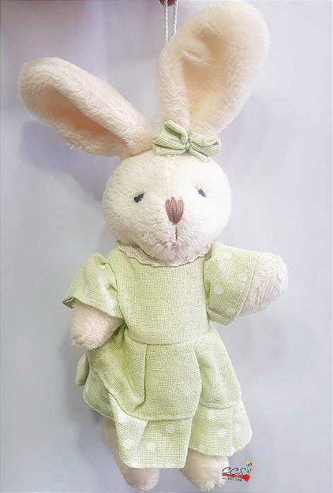 Mini Coelha de Pelúcia Articulado com Roupa Verde Claro 21cm - Candy Colors - Ref 1321074F Páscoa Cromus