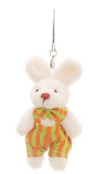 MIni Coelho de Pelúcia com Roupa Listrada Laranja e Verde 10cm - Ref 1321248 Páscoa Cromus
