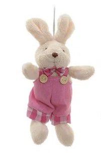Mini Coelho de Pelúcia Xadrez Rosa 15cm - Coleção Beijinho - Ref 1321178 Páscoa Cromus