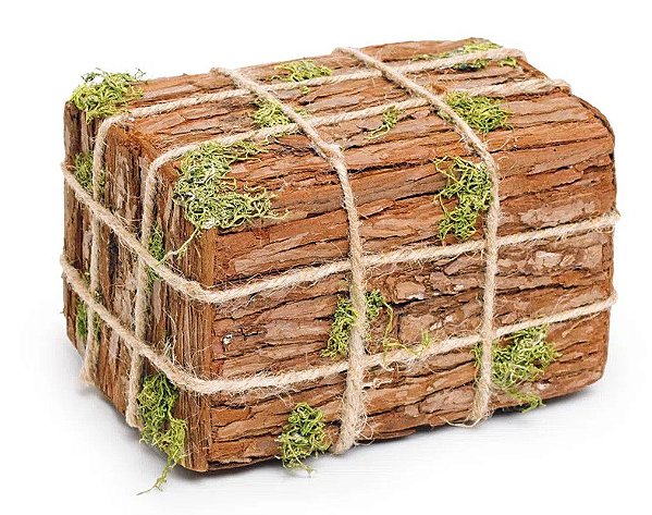 Bloco com Corda e Musgo Marrom Tipo Tronco M - Coleção Rustic - Ref 1827109 Páscoa Cromus