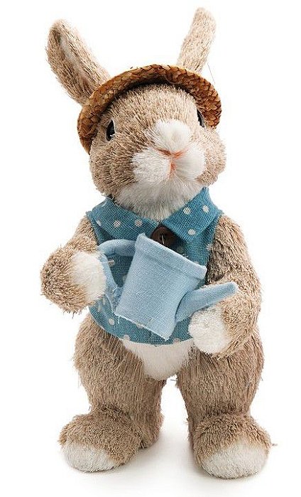 Coelho de Palha Italiana em Pé com Regador Na Mão 24cm - Coleção Milkshake - Ref 1013944 Páscoa Cromus