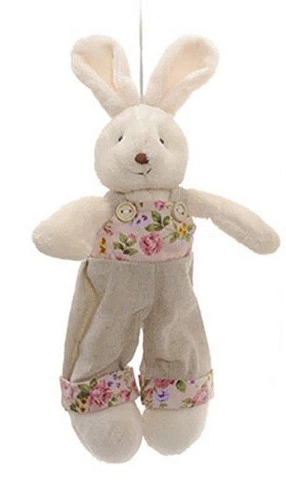 Coelho de Pelúcia Roupa Cru com Floral 25cm - Coleção Petit Four - Ref 1321241 Páscoa Cromus