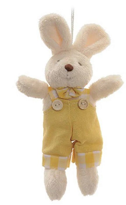 Mini Coelho de Pelúcia Xadrez Amarelo 15cm - Coleção Beijinho - Ref 1321179 Páscoa Cromus