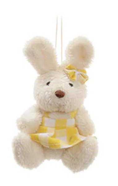 Mini Coelha de Pelúcia Xadrez Amarelo 10cm - Coleção Beijinho - Ref 1321173F Páscoa Cromus