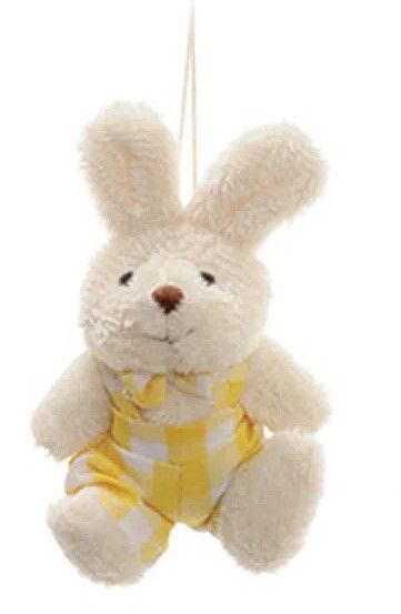 Mini Coelho de Pelúcia Xadrez Amarelo 10cm - Coleção Beijinho - Ref 1321173 Páscoa Cromus