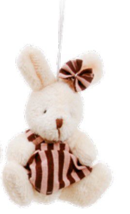 Mini Coelha de Pelúcia Vestido Listrada Marrom e Rosa 10cm - Ref 1322350F Páscoa Cromus
