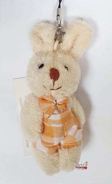 Mini Coelho de Pelúcia Xadrez Laranja 10cm - Coleção Beijinho - Ref 1321163 Páscoa Cromus