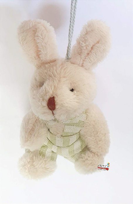 Mini Coelho de Pelúcia Roupa Listrada Verde 9cm - Coleção Candy Colors - Ref 1321026 Páscoa Cromus