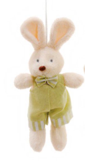 Mini Coelho de Pelúcia Roupa Listrada Verde 15cm - Coleção Candy Colors - Ref 1321040 Páscoa Cromus