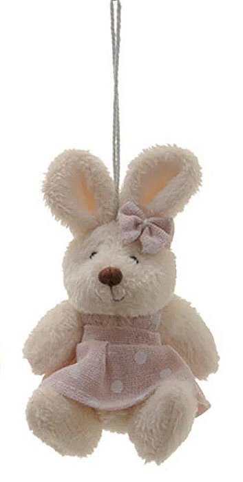 Mini Coelha de Pelúcia Poá Rosa 10cm - Coleção Candy Colors - Ref 1321027F Páscoa Cromus
