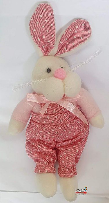 Coelho de Feltro com Roupa Poá Rosa 25cm - Ref 1322196 Páscoa Cromus