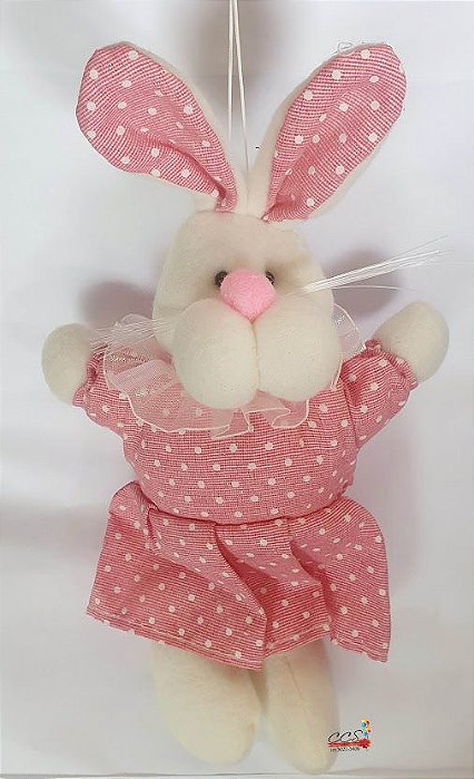 Coelha de Feltro com Roupa Poá Rosa 25cm - Ref 1322196F Páscoa Cromus