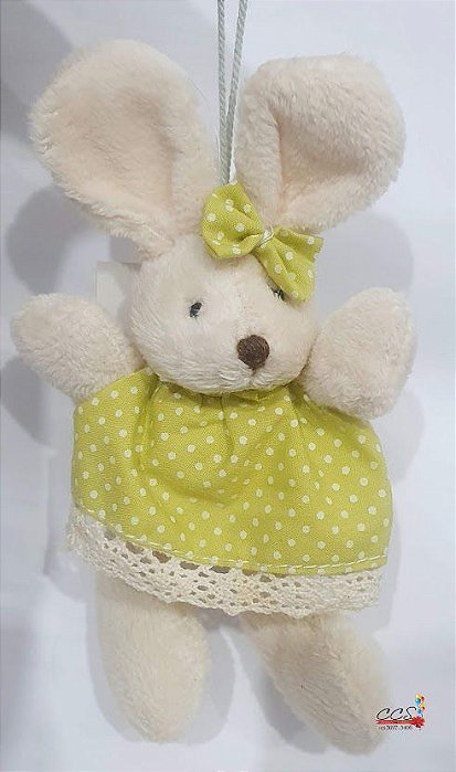 Mini Coelha de Pelúcia Poá Verde Limão 16cm - Ref 1420077F Páscoa Cromus