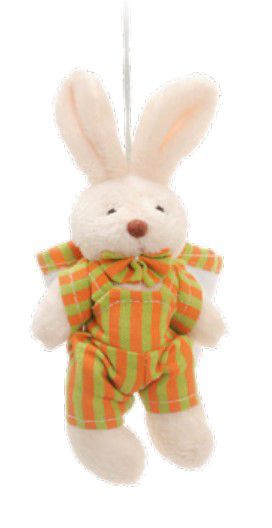 Mini Coelho de Pelúcia Listrado Laranja e Verde 15cm com Bolsa nas Costas - Ref 1321258 Páscoa Cromus
