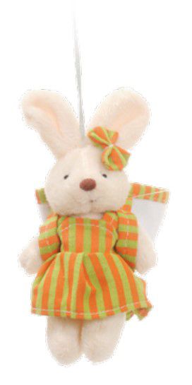 Mini Coelha de Pelúcia Listrado Laranja e Verde 15cm com Bolsa nas Costas - Ref 1321258F Páscoa Cromus