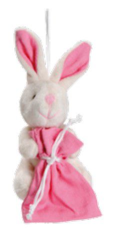Mini Coelho de Pelúcia Sentado Segurando Bolsinha Rosa 15cm - Ref 1620945R Páscoa Cromus