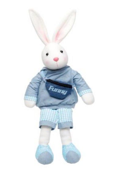 Coelho Sentado com Pochete Azul Funny 55cm - Coleção Teen - Ref 1826787 Páscoa Cromus