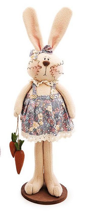 Coelha Decorativa em Pé Segurando Cenouras 50x15x15cm - Coleção Terracota - Ref 1016027F Páscoa Cromus