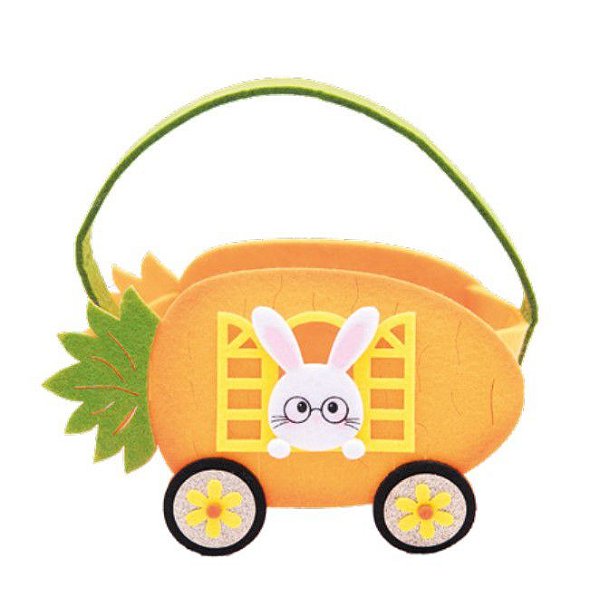Cesta de Páscoa em Feltro Veiculo de Cenoura com Coelho 20x17x9cm - Ref 1024205 Páscoa Cromus