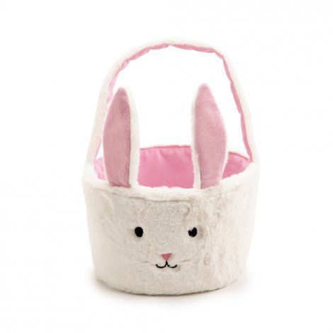 Cesto de Páscoa Coelho de Pelúcia Rosa e Branco 35x26x26cm - Ref 1016019 Páscoa Cromus