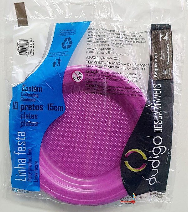Prato Descartável de Plástico Rosa Pink 15cm com 10 Unidades - Dudigo