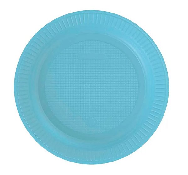Prato Descartável de Plástico Azul Claro 18cm com 10 Unidades - Bello
